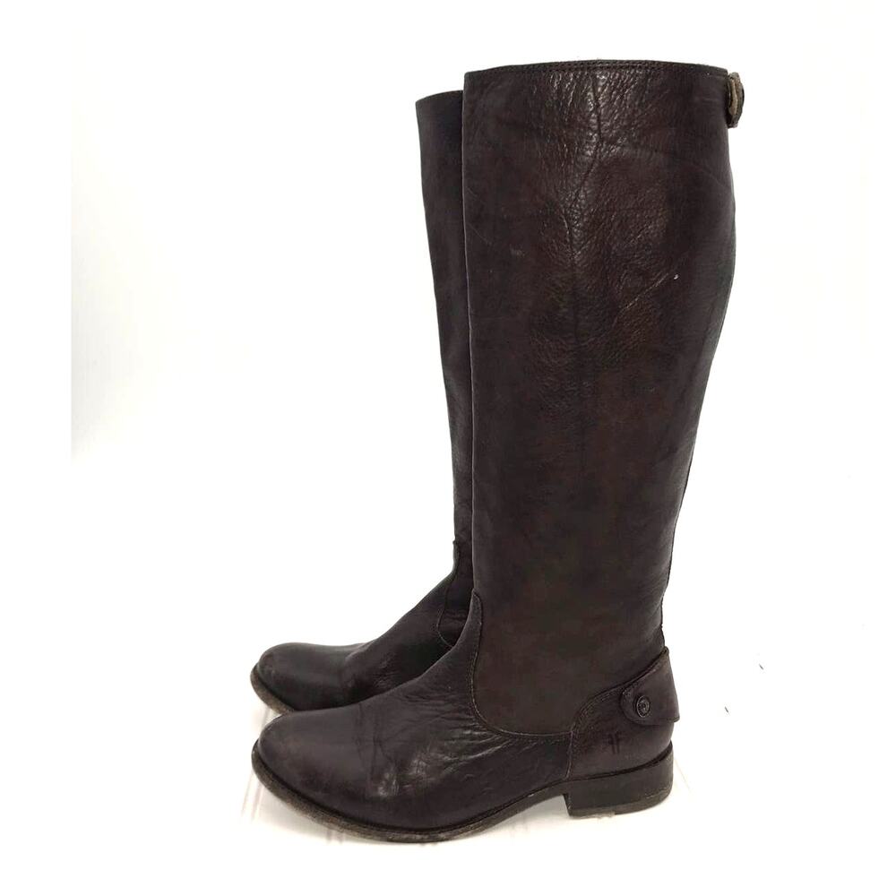 Frye Womens Melissa Button Back Brown Leather Boots Size 6